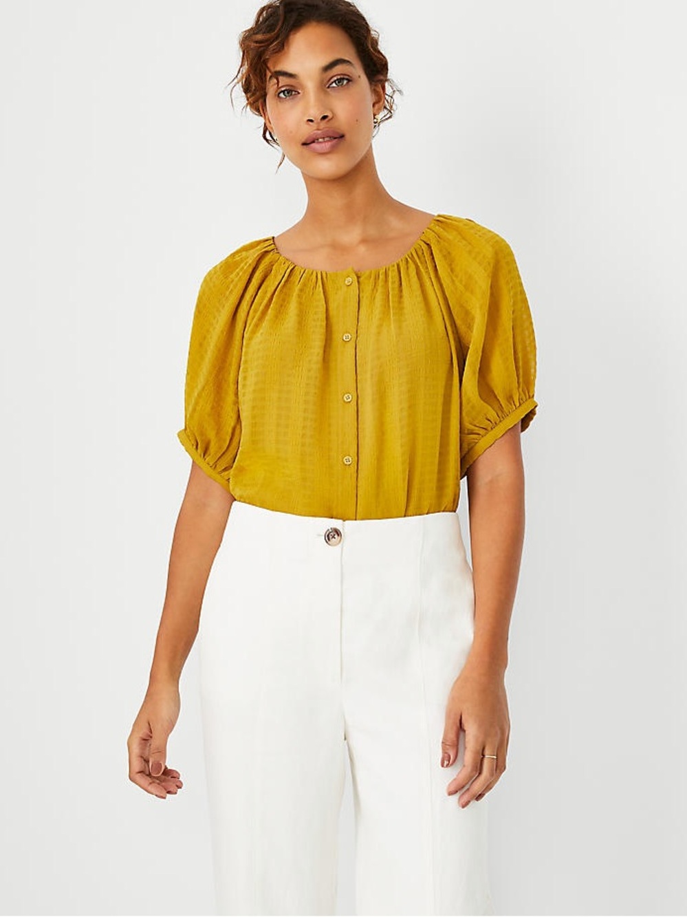 Ann Taylor Boatneck Button Raglan Top Size Petite Medium